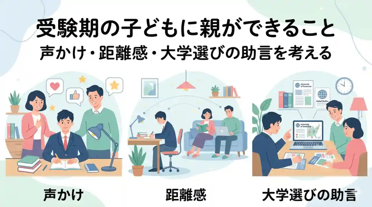 親と受験生の子どもの接し方を表したイラスト